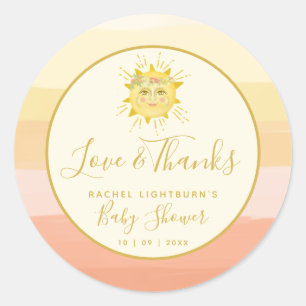 Niedlicher Rainbow Ray of Sunshine Baby Shower Runder Aufkleber