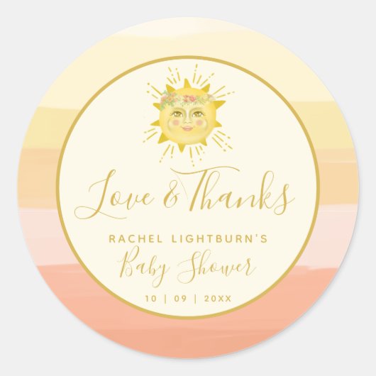 Niedlicher Rainbow Ray of Sunshine Baby Shower Runder Aufkleber (Vorderseite)