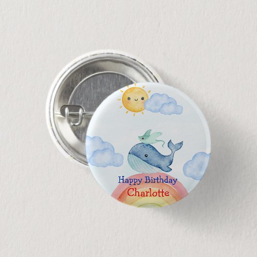 Niedlicher Rainbow-Stechwal Button (Vorne & Hinten)
