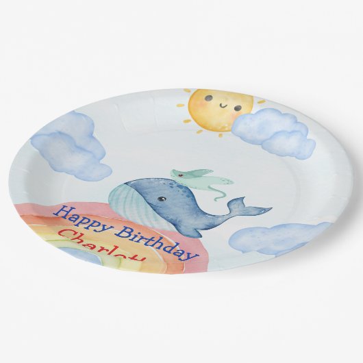 Niedlicher Rainbow-Stechwal Pappteller (Schrägansicht)