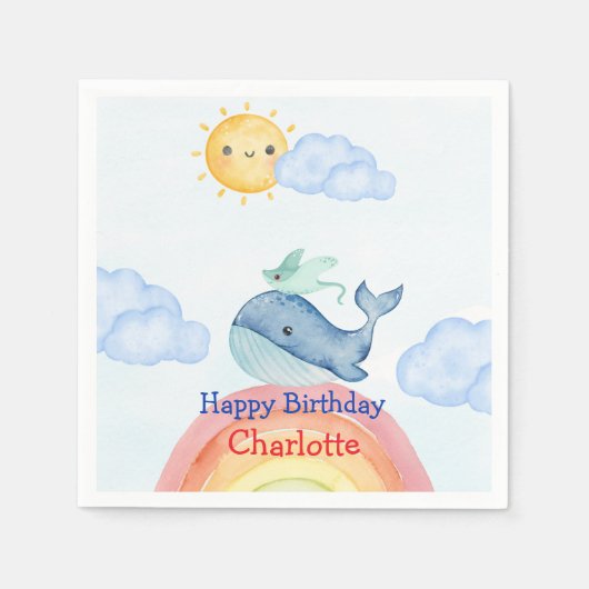 Niedlicher Rainbow-Stechwal Serviette (Vorderseite)