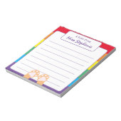 Niedlicher Rainbow Stripe Orange Ginger Cat Paws L Notizblock (Rotiert)