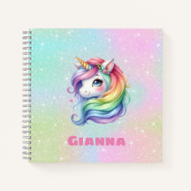 Niedlicher Rainbow Unicorn Personalisierter Name