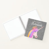 Niedlicher Rainbow Unicorn Sketchbook Skriptname Notizblock (Innenseite)