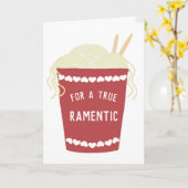 Niedlicher Ramen Noodles "Ramentic" Valentinstag Karte (Gelbe Blume)