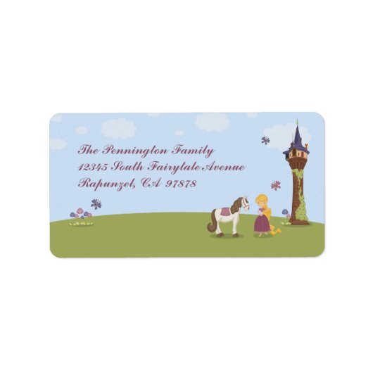 Niedlicher Rappunzturm und Reitadressschild Adressaufkleber (Vorne)