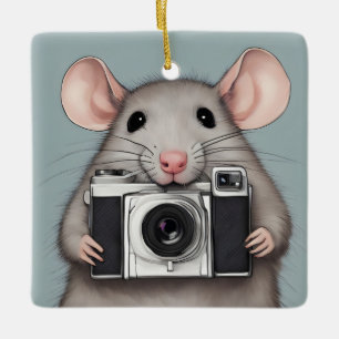Niedlicher Rattenfotograf Keramikornament