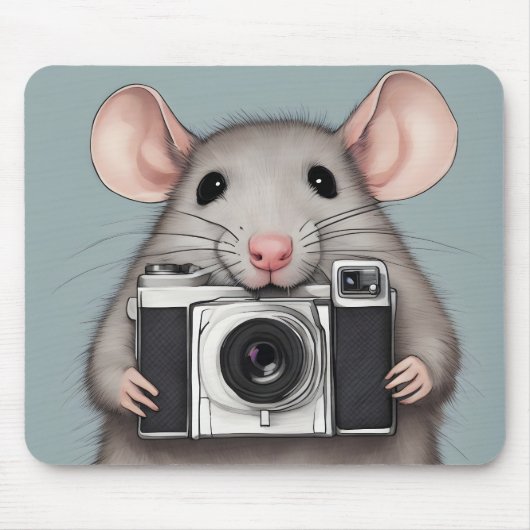 Niedlicher Rattenfotograf Mousepad (Vorne)