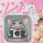 Niedlicher Rattenfotograf Pappteller (Party)