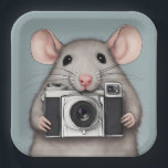 Niedlicher Rattenfotograf Pappteller<br><div class="desc">Niedliche Ratte,  die eine Kamera hält.</div>