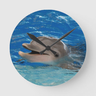 Niedlicher Ratterndelphin Runde Wanduhr