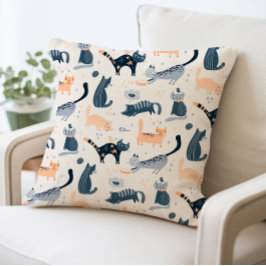 Niedlicher, rauer Cartoon Katzen über dekoratives  Kissen