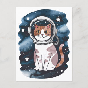 Niedlicher Raumkatze Astronaut Feiertagspostkarte