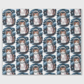 Niedlicher Raumkatze Astronaut Geschenkpapier (Flach)
