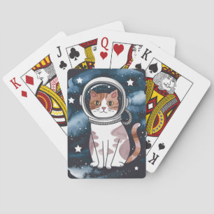 Niedlicher Raumkatze Astronaut Spielkarten