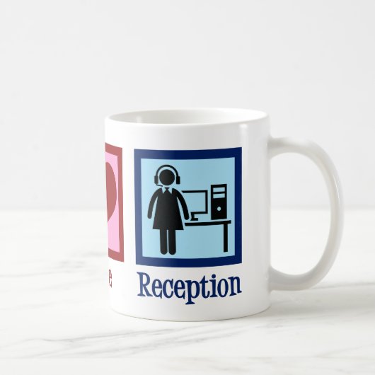 Niedlicher Receptionist Peace Liebe Empfang Kaffeetasse (Rechts)