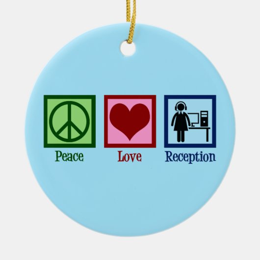 Niedlicher Receptionist Peace Liebe Empfang Keramik Ornament (Vorne)