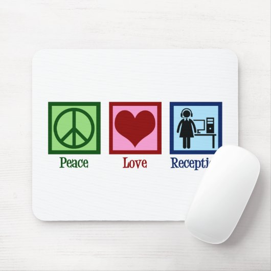 Niedlicher Receptionist Peace Liebe Empfang Mousepad (Mit Mouse)