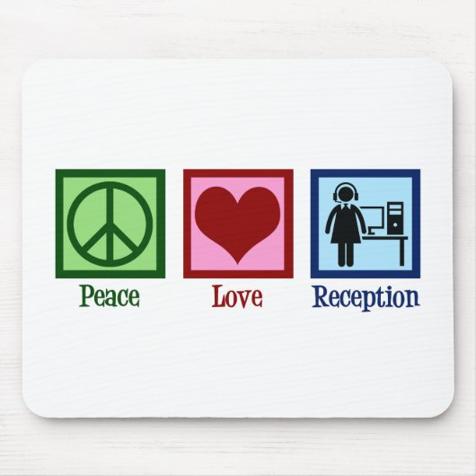 Niedlicher Receptionist Peace Liebe Empfang Mousepad (Vorne)