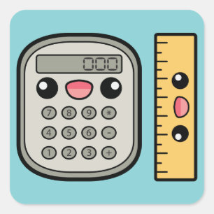 Niedlicher Rechner und Regler Quadratischer Aufkleber