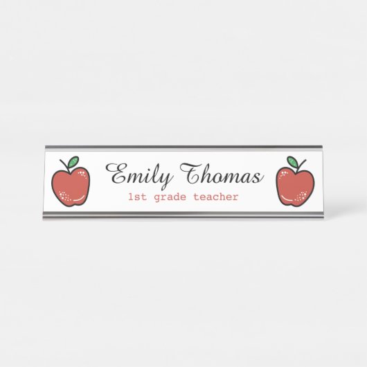 Niedlicher Red Äpfel Class-Lehrer Schreibtischnamensplakette (Vorderseite )