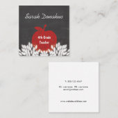 Niedlicher Red Apple Chalkboard School Lehrer Quadratische Visitenkarte (Vorne/Hinten)