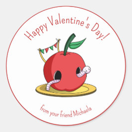 Niedlicher Red Apple Happy Valentine Day Kinder Runder Aufkleber