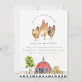 Niedlicher Red Barn Chicken Farm Kindergeburtstag  Dankeskarte (Vorderseite)