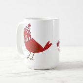 Niedlicher Red Bird mit Scarf & Hat Weihnachts-Tas Kaffeetasse (Vorderseite Links)