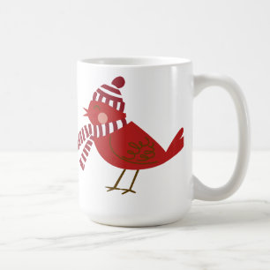 Niedlicher Red Bird mit Scarf & Hat Weihnachts-Tas Kaffeetasse