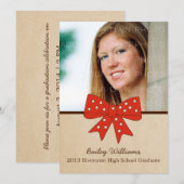 Niedlicher Red Bow Abschluss Einladung (Vorne/Hinten)