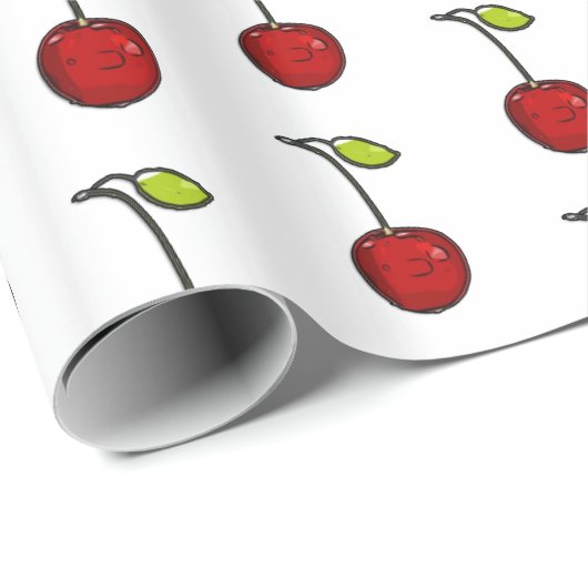Niedlicher Red Cherries Gift Wrap Geschenkpapier (Rolleneckpunkt)