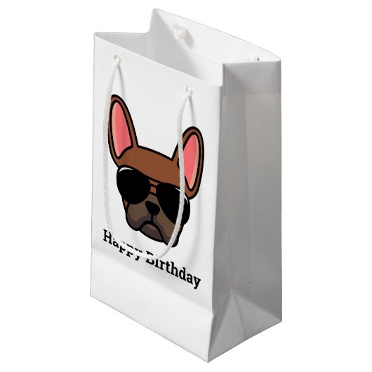Niedlicher Red Fawn French Bulldog Face Small Gift Kleine Geschenktüte (Vorderseite Schrägansicht)