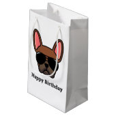 Niedlicher Red Fawn French Bulldog Face Small Gift Kleine Geschenktüte (Rückseite Schrägansicht)