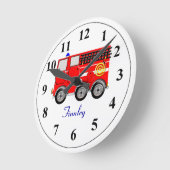 Niedlicher Red Fire Motor Personalisiert Boys Room Runde Wanduhr (Winkel)