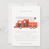 Niedlicher Red Fireruck Motor Kinder jeden Geburts Dankeskarte (Vorderseite)