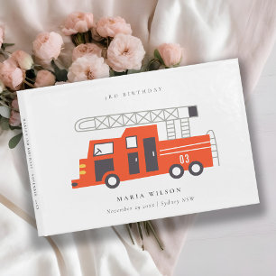 Niedlicher Red Fireruck Motor Kinder jeden Geburts Gästebuch