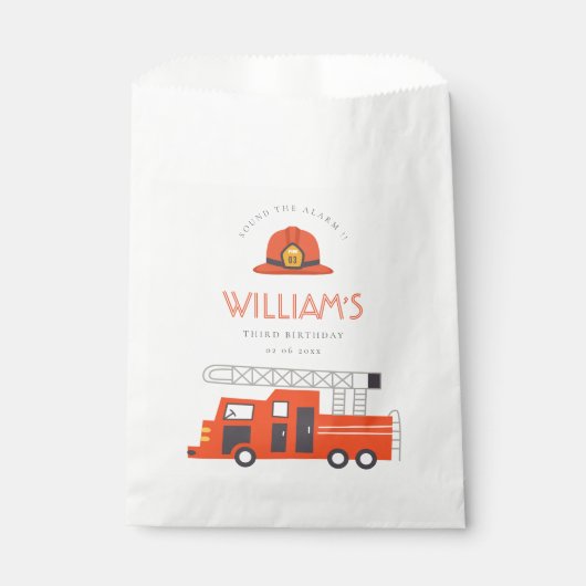 Niedlicher Red Fireruck Motor Kinder jeden Geburts Geschenktütchen (Vorderseite)