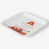 Niedlicher Red Fireruck Motor Kinder jeden Geburts Pappteller (Gewinkelt)