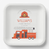 Niedlicher Red Fireruck Motor Kinder jeden Geburts Pappteller (Vorderseite)