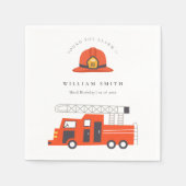 Niedlicher Red Fireruck Motor Kinder jeden Geburts Serviette (Vorderseite)