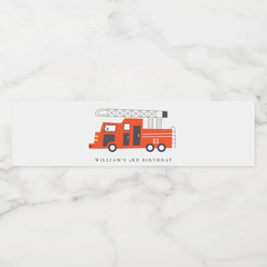 Niedlicher Red Fireruck Motor Kinder jeden Geburts Wasserflaschenetikett (Einzelnes Label)