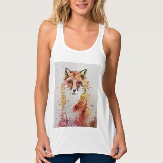 Niedlicher Red Fox Animal Watercolor Art Wald Tank Top (Vorderseite)