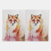 Niedlicher Red Fox Aquarell Rose Walland Landschaf Geschenkpapier Set (Vorderseite 3)