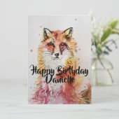 Niedlicher Red Fox Art Wasserfarbe Geburtstagsfeie Einladung (Stehend Vorderseite)