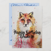 Niedlicher Red Fox Art Wasserfarbe Geburtstagsfeie Einladung (Vorne/Hinten)