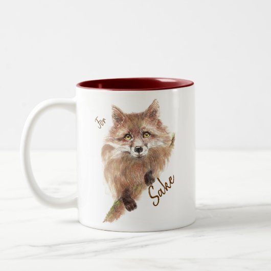 Niedlicher Red Fox Funny für Foxsake Zitat Zweifarbige Tasse (Links)