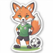 Niedlicher Red Fox Fußballspieler Aufkleber (Vorderseite)