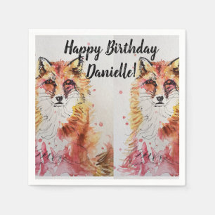 Niedlicher Red Fox Geburtstag Girl Deco Serviette 