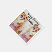 Niedlicher Red Fox Geburtstag Girl Deco Serviette  (Ecke)